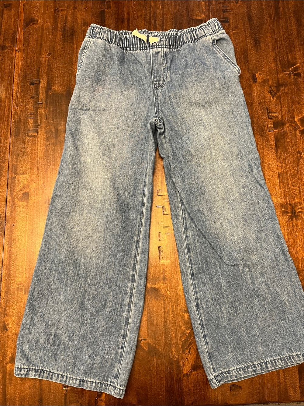 Cat & Jack Girl’s Light Wash Wide-Leg Elastic Waist Denim Pants